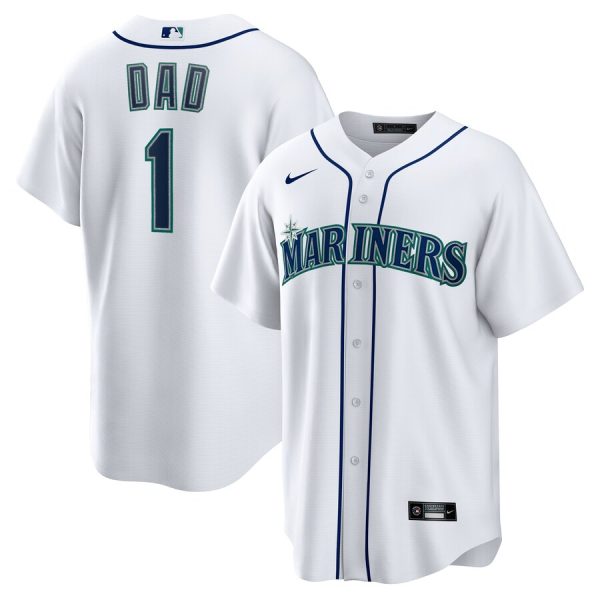 Seattle Mariners #1 Dad Home Replica Jersey - White