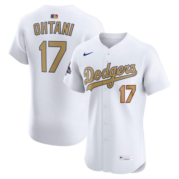 Shohei Ohtani Los Angeles Dodgers 2025 Gold Collection Elite Jersey - White