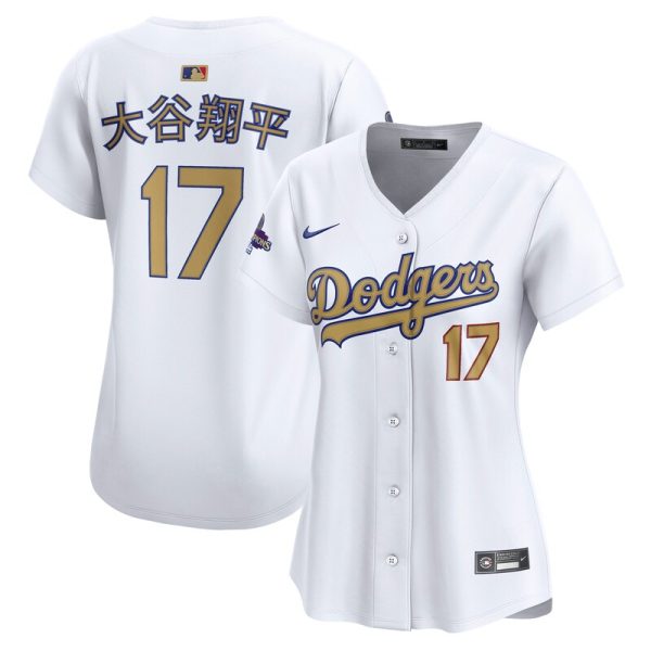Shohei Ohtani Los Angeles Dodgers Women's 2025 Gold Collection Kanji Limited Jersey - White