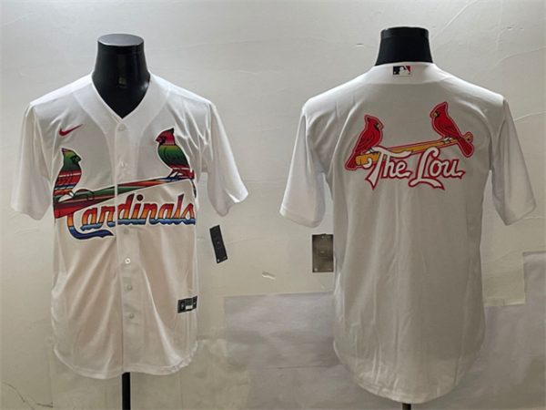 St. Louis Cardinals Team Big Logo White Cool Base Stitched Baseball Jersey