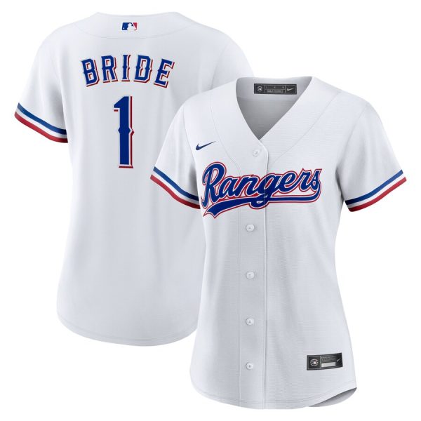 Texas Rangers Women's #1 Bride Home Replica Jersey - White