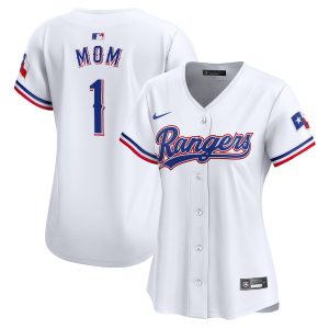 Texas Rangers Women's #1 Mom Home Limited Jersey - White