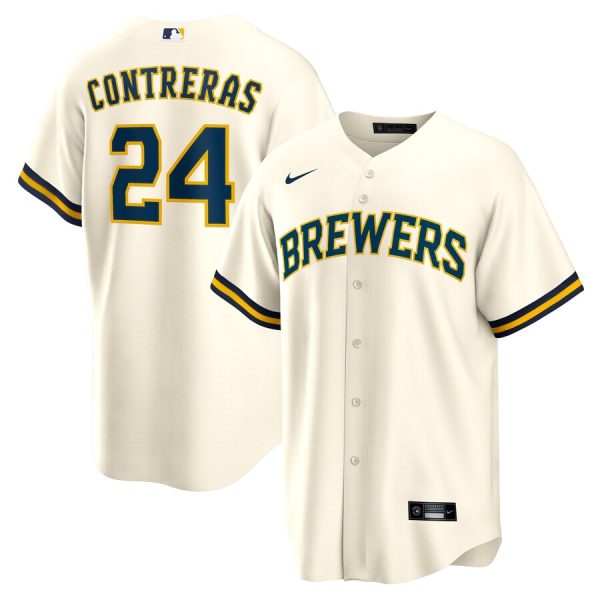 William Contreras Milwaukee Brewers Home Replica Jersey - Cream