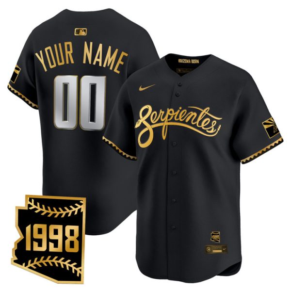 Arizona Diamondbacks 2025 City Connect Vapor Premier Limited Custom Jersey V2 - Black Gold
