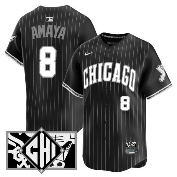 Chicago White Sox 2025 City Connect Vapor Premier Limited Jersey - Black (B&W) Jacob Amaya