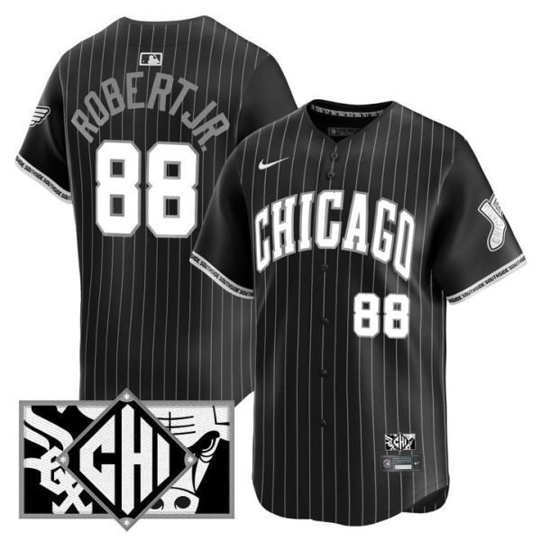 Chicago White Sox 2025 City Connect Vapor Premier Limited Jersey - Black (B&W) Luis Robert Jr.