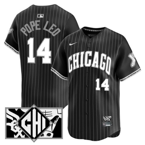 Chicago White Sox 2025 City Connect Vapor Premier Limited Jersey - Black (B&W) Pope Leo