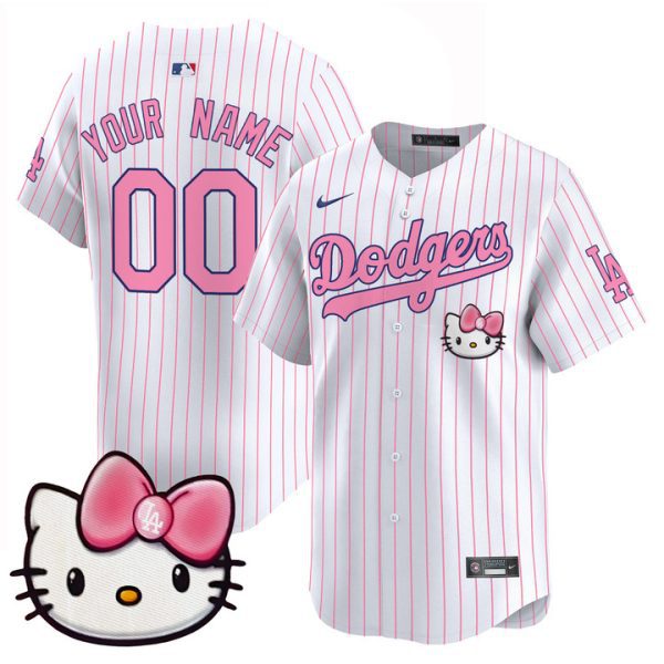 Dodgers 2025 Hello Kitty Vapor Premier Limited Custom Jersey - Pinstripe