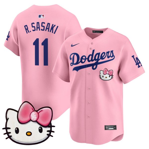 Dodgers 2025 Hello Kitty Vapor Premier Limited Jersey - Pink Roki Sasaki