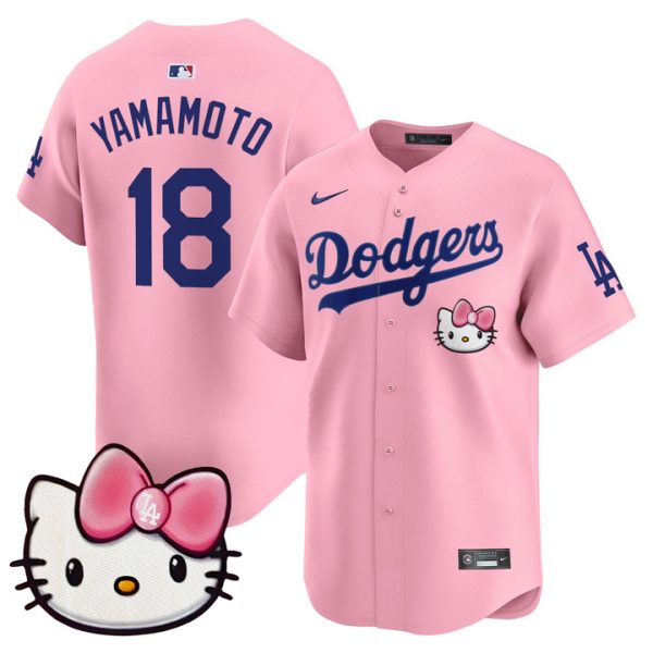 Dodgers 2025 Hello Kitty Vapor Premier Limited Jersey - Pink Yamamoto