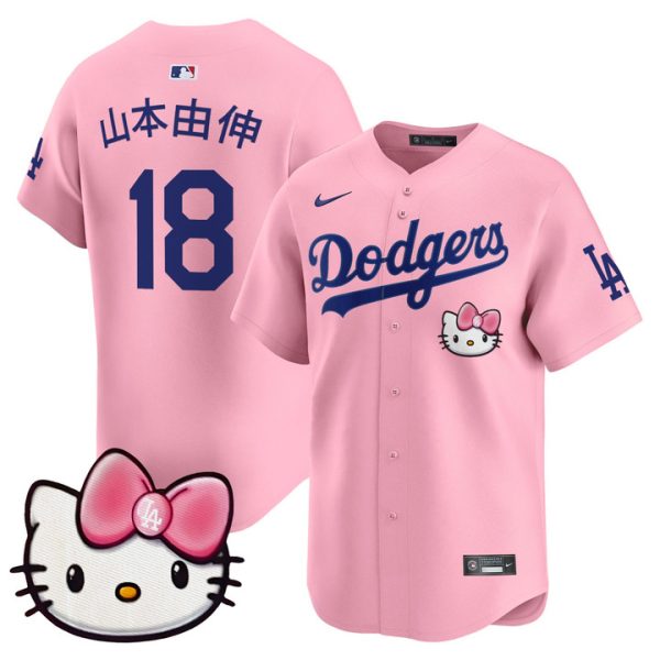 Dodgers 2025 Hello Kitty Vapor Premier Limited Jersey - Pink Yamamoto (Kanji)