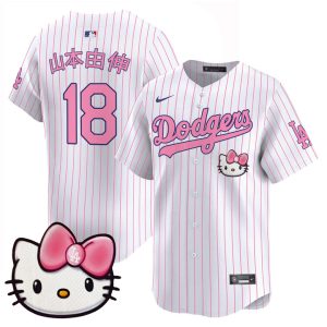 Dodgers 2025 Hello Kitty Vapor Premier Limited Jersey - Pinstripe Yamamoto (Kanji)