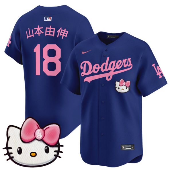 Dodgers 2025 Hello Kitty Vapor Premier Limited Jersey - Royal Yamamoto (Kanji)