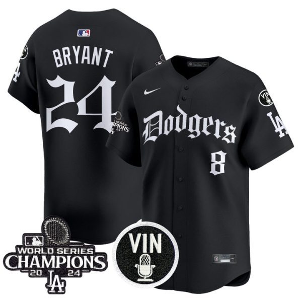 Dodgers 2025 LA Gothic Style Vapor Premier Limited Jersey V2 - Black Kobe Bryant
