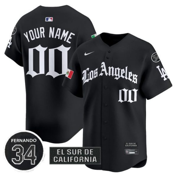 Dodgers Mexico 2025 LA Gothic Style Vapor Premier Limited Custom Jersey - Black
