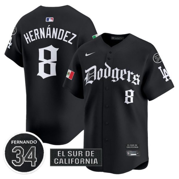 Dodgers Mexico 2025 LA Gothic Style Vapor Premier Limited Jersey V2 - Black Kike Hernandez