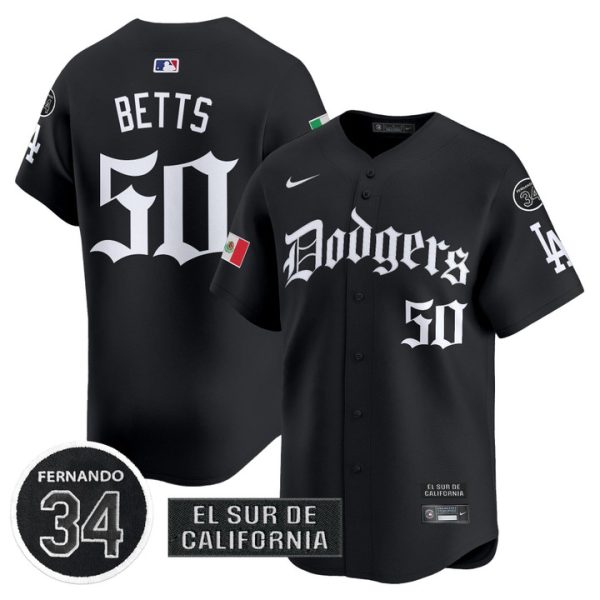 Dodgers Mexico 2025 LA Gothic Style Vapor Premier Limited Jersey V2 - Black Mookie Betts