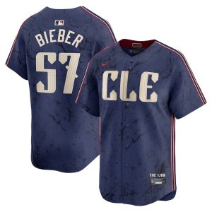 Shane Bieber Cleveland Guardians City Connect Limited Player Jersey - Navy