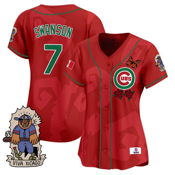 Women's 2025 Chicago Cubs Mexican Heritage Vapor Premier Limited Jersey - Red Dansby Swanson