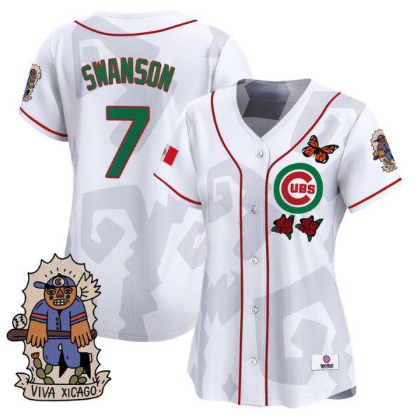 Women's 2025 Chicago Cubs Mexican Heritage Vapor Premier Limited Jersey - White Dansby Swanson