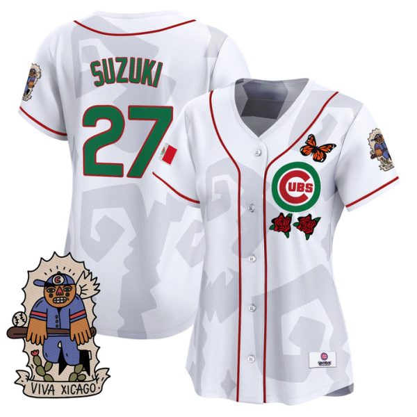 Women's 2025 Chicago Cubs Mexican Heritage Vapor Premier Limited Jersey - White Seiya Suzuki