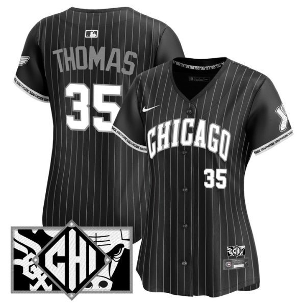 Women's Chicago White Sox 2025 City Connect Vapor Premier Limited Jersey - Black (B&W) Frank Thomas