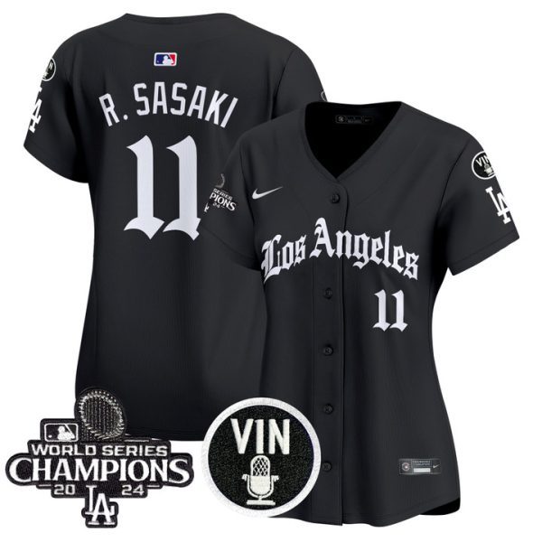 Women's Dodgers 2025 LA Gothic Style Vapor Premier Limited Jersey - Black Roki Sasaki