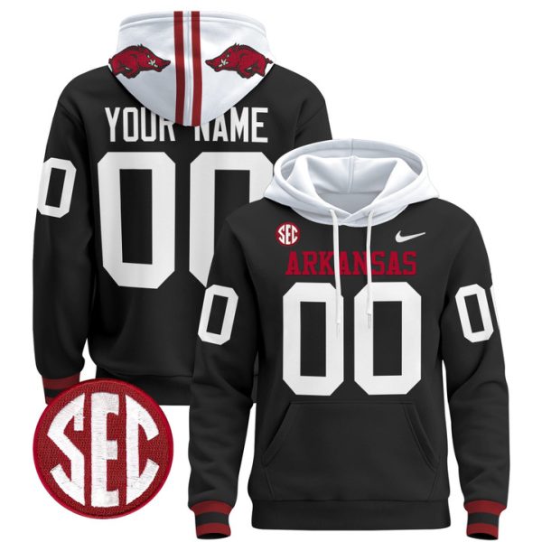 Arkansas Razorbacks 2024 Custom Pullover Stitched Hoodie - Black