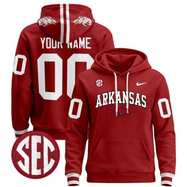 Arkansas Razorbacks 2024 Custom Pullover Stitched Hoodie - Cardinal