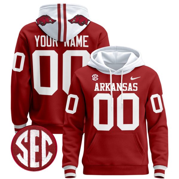Arkansas Razorbacks 2024 Custom Pullover Stitched Hoodie - Red