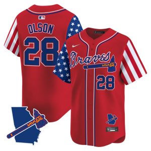 Atlanta Braves 2025 Independence Day Vapor Premier Limited Jersey Stitched Red Matt Olson