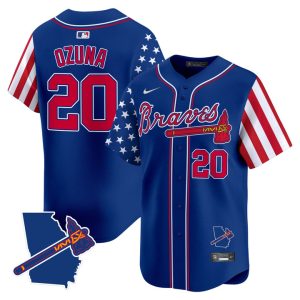 Atlanta Braves 2025 Independence Day Vapor Premier Limited Jersey Stitched Royal Marcell Ozuna