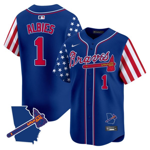 Atlanta Braves 2025 Independence Day Vapor Premier Limited Jersey Stitched Royal Ozzie Albies