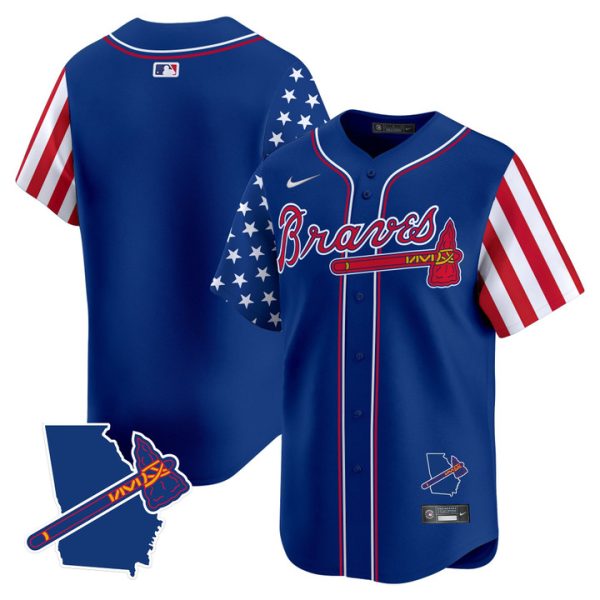 Atlanta Braves 2025 Independence Day Vapor Premier Limited Jersey Stitched Royal Team