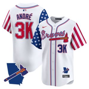 Atlanta Braves 2025 Independence Day Vapor Premier Limited Jersey Stitched White Andre