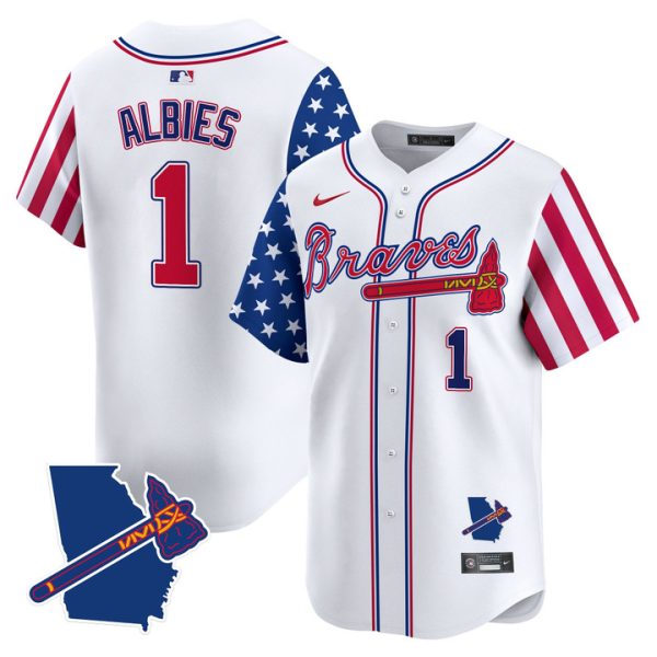 Atlanta Braves 2025 Independence Day Vapor Premier Limited Jersey Stitched White Ozzie Albies