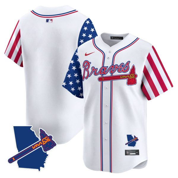 Atlanta Braves 2025 Independence Day Vapor Premier Limited Jersey Stitched White Team