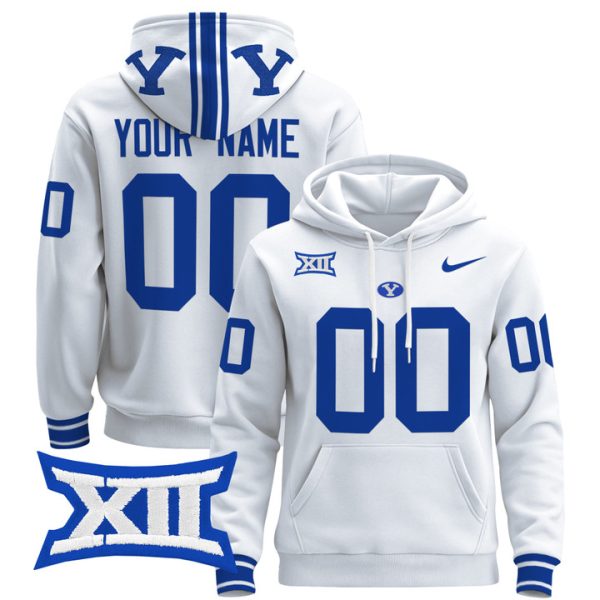 BYU Cougars 2024 Custom Pullover Stitched Hoodie - White