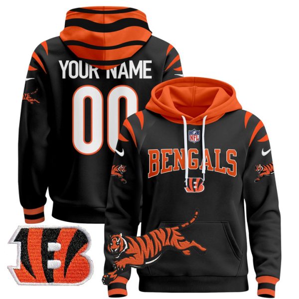 Bengals 2024 Custom Pullover Stitched Hoodie - Black