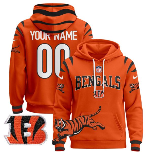 Bengals 2024 Custom Pullover Stitched Hoodie - Orange