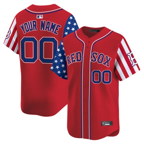 Boston Red Sox 2025 Independence Day Vapor Premier Limited Custom Jersey Stitched Red