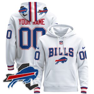 Buffalo Bills 2024 Custom Pullover Stitched Hoodie - White