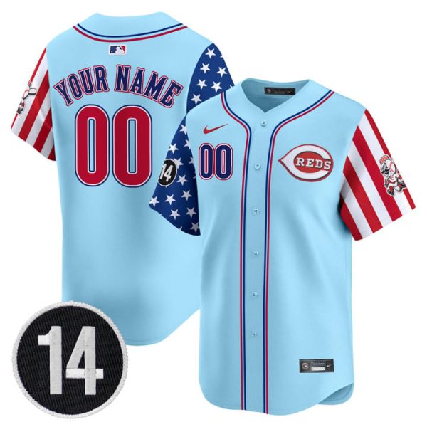 Cincinnati Reds 2025 Independence Day Vapor Premier Limited Custom Jersey - Pete Rose Patch Stitched Blue