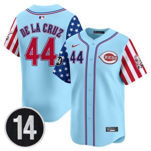 Cincinnati Reds 2025 Independence Day Vapor Premier Limited Jersey - Pete Rose Patch Stitched Blue Elly De La Cruz