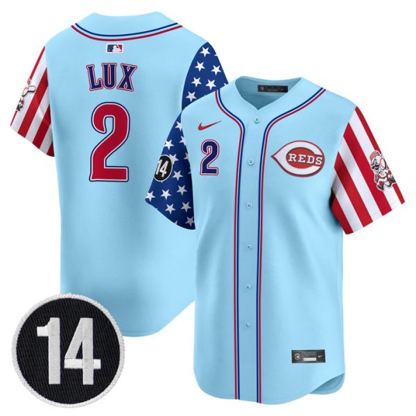 Cincinnati Reds 2025 Independence Day Vapor Premier Limited Jersey - Pete Rose Patch Stitched Blue Gavin Lux