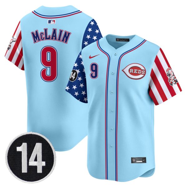 Cincinnati Reds 2025 Independence Day Vapor Premier Limited Jersey - Pete Rose Patch Stitched Blue Matt McLain