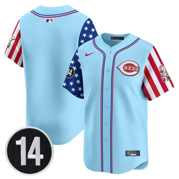 Cincinnati Reds 2025 Independence Day Vapor Premier Limited Jersey - Pete Rose Patch Stitched Blue Team