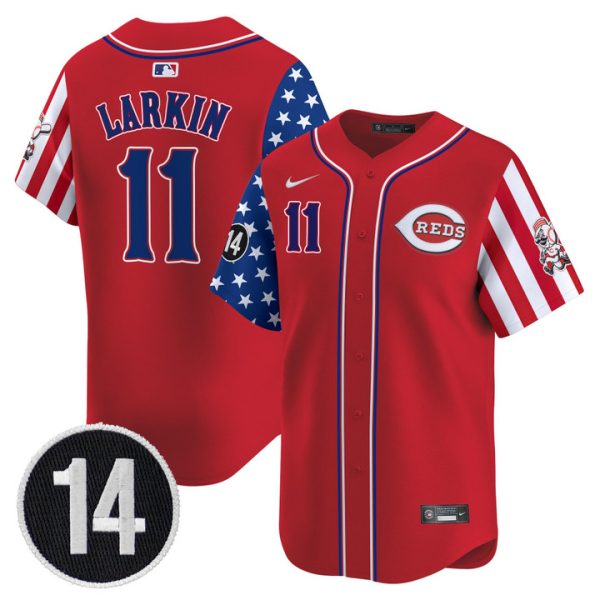 Cincinnati Reds 2025 Independence Day Vapor Premier Limited Jersey - Pete Rose Patch Stitched Red Barry Larkin