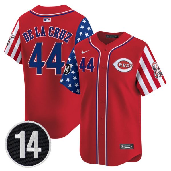 Cincinnati Reds 2025 Independence Day Vapor Premier Limited Jersey - Pete Rose Patch Stitched Red Elly De La Cruz