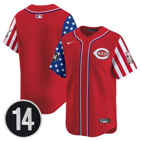 Cincinnati Reds 2025 Independence Day Vapor Premier Limited Jersey - Pete Rose Patch Stitched Red Team